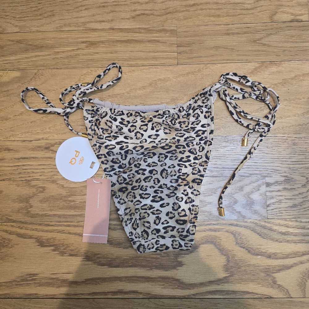 NWT PQ Swim Womens Leopard Eden Tie Teeny Bikini Bottom Brown - Picture 4 of 4